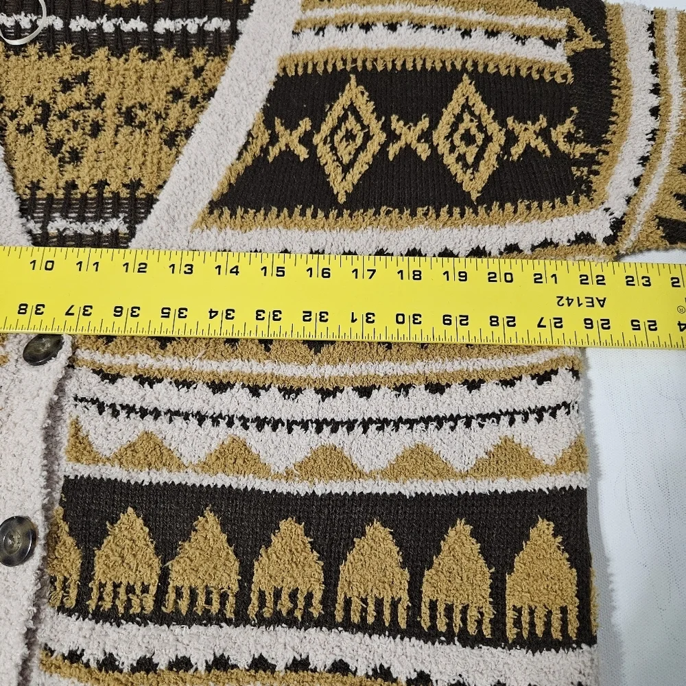 Arizona Jean Co Aztec Tribal Western Earthy Teddy Bear Cardigan Sweater Sz Small - Picture 4 of 6